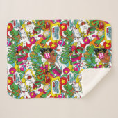 Dr. Seuss | Grinch kleurrijk patroon Sherpa Deken (Voorkant (horizontaal))