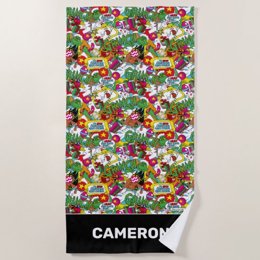 Dr. Seuss | Grinch kleurrijk patroon Strandlaken (Voorkant)