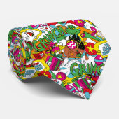 Dr. Seuss | Grinch kleurrijk patroon Stropdas (Opgerold)