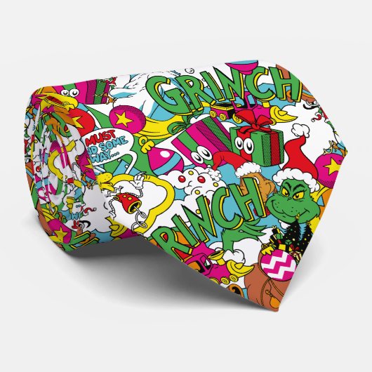 Dr. Seuss | Grinch kleurrijk patroon Stropdas (Opgerold)