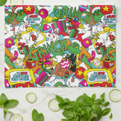 Dr. Seuss | Grinch kleurrijk patroon Theedoek (Gevouwen)
