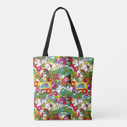Dr. Seuss | Grinch kleurrijk patroon Tote Bag (Achterkant)