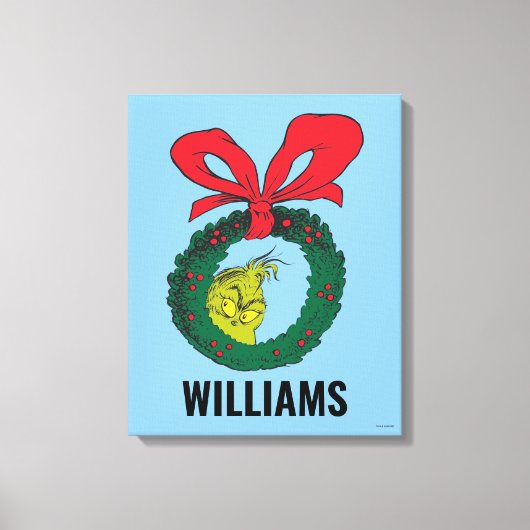 Dr. Seuss | Grinch Krans Canvas Afdruk (Voorkant)