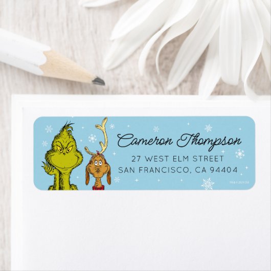 Dr. Seuss | Grinch & Max Winter Verjaardag Etiket (Insitu)