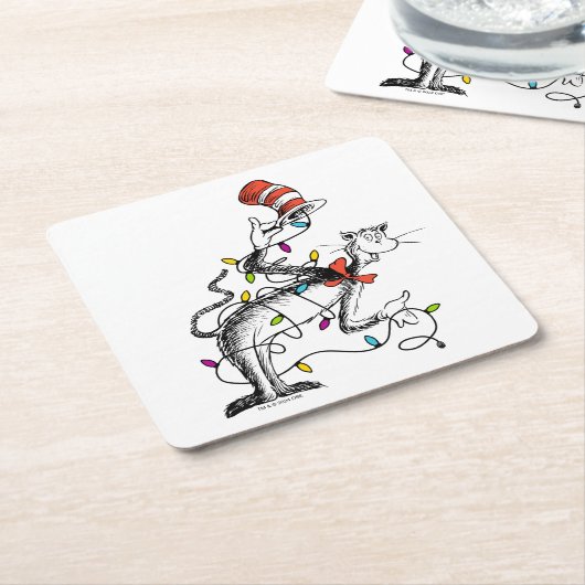 Dr. Seuss | Grinch | Ondeugende kat in het Pet Kartonnen Onderzetters (Schuin)