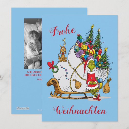Dr. Seuss | Grinch - Prettig Kerstfeest Foto Feestdagenkaart (Voorkant / Achterkant)