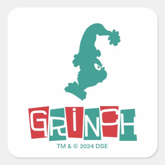 Dr. Seuss | Grinch - rood en groen Vierkante Sticker (Voorkant)