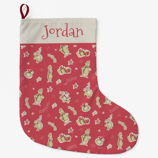 Dr. Seuss | Grinch | Rood kerstpatroon Grote Kerstsok (Voorkant)