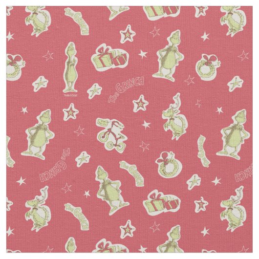 Dr. Seuss | Grinch | Rood kerstpatroon Stof (Close Up)