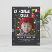 Dr. Seuss | Grinch schoolbord foto verjaardag Kaart (Staand voorkant)