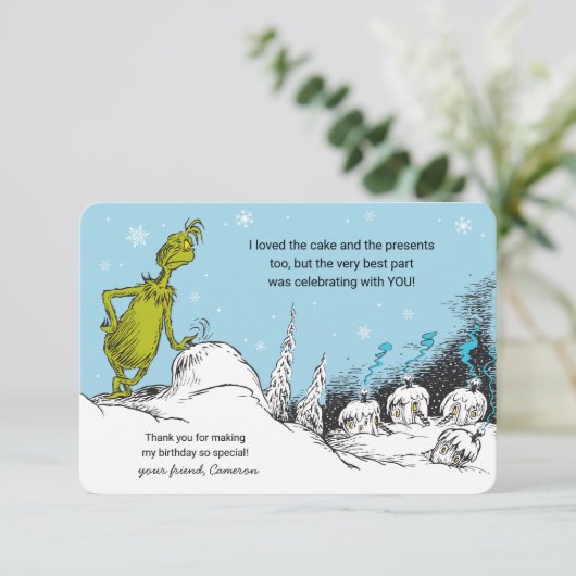 Dr. Seuss | Grinch Winter Verjaardag Bedankt (Staand voorkant)