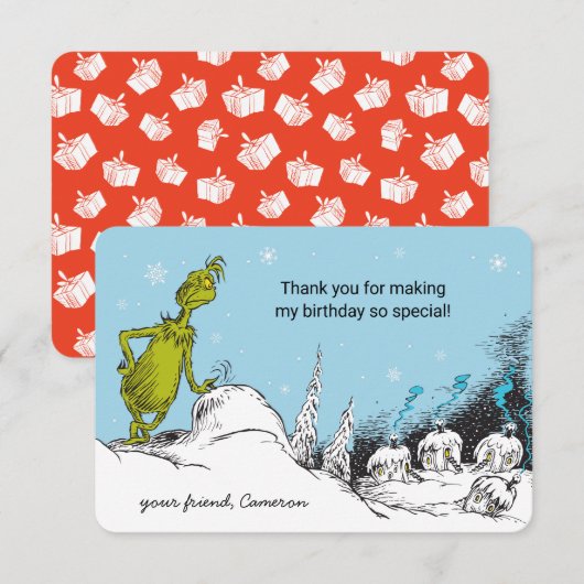 Dr. Seuss | Grinch Winter Verjaardag Bedankt (Voorkant / Achterkant)