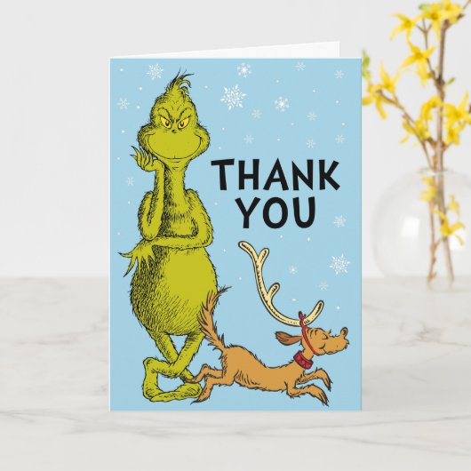 Dr. Seuss | Grinch Winter Verjaardag Bedankt Kaart (Gele Bloem)