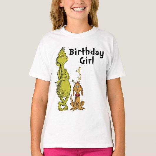 Dr. Seuss | Grinch Winter Verjaardag Meisje T-shirt (Voorkant)