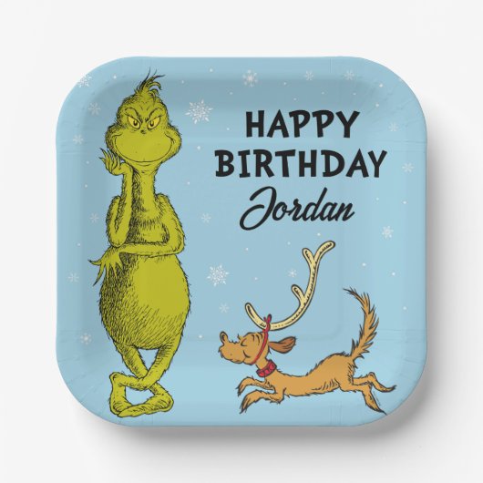 Dr. Seuss | Grinch Winter Verjaardag Papieren Bordje (Voorkant)