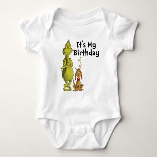 Dr. Seuss | Grinch Winter Verjaardag Romper (Voorkant)