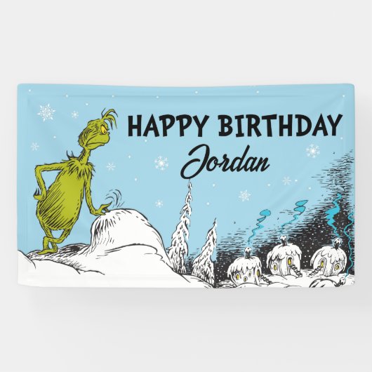 Dr. Seuss | Grinch Winter Verjaardag Spandoek (Horizontaal)