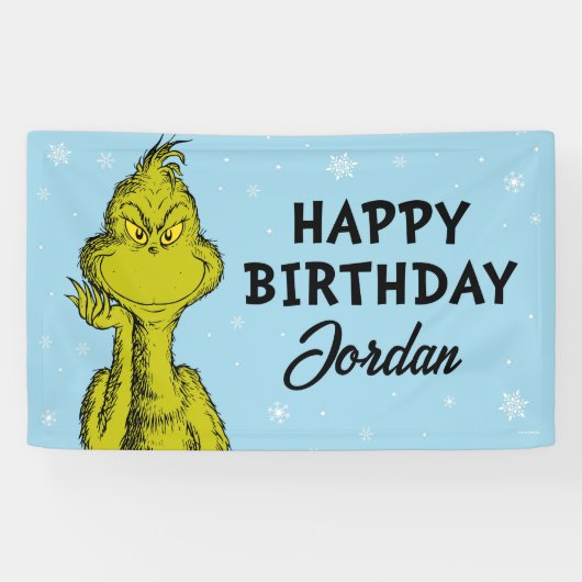 Dr. Seuss | Grinch Winter Verjaardag Spandoek (Horizontaal)