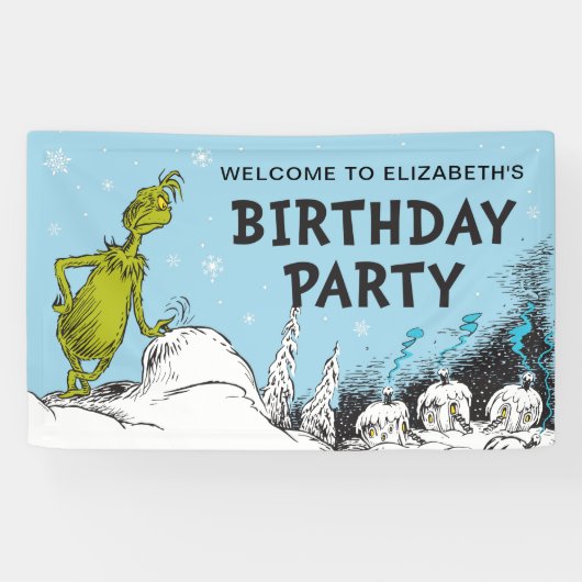 Dr. Seuss | Grinch Winter Verjaardags Welkom Spandoek (Horizontaal)