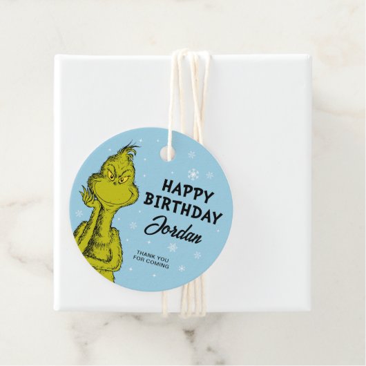 Dr. Seuss | Grinch Winter Verjaardagsgunst Bedankjes Labels (In situ)
