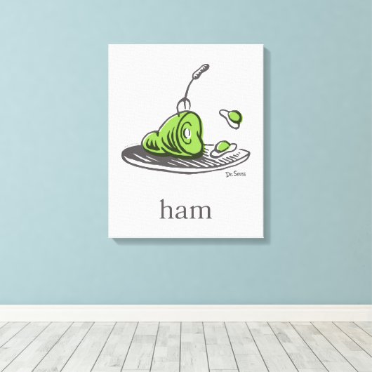 Dr. Seuss | Groen Eet Ham Canvas Afdruk (Insitu (Houten vloer))