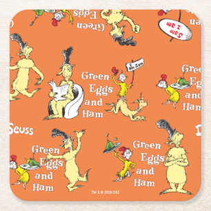 Dr. Seuss Groene Eieren en Ham Karakterpatroon Kartonnen Onderzetters