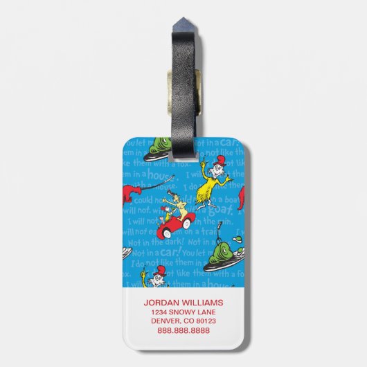 Dr. Seuss| Groene eieren en ham Storybook-patroon Bagagelabel (Achterkant verticaal)