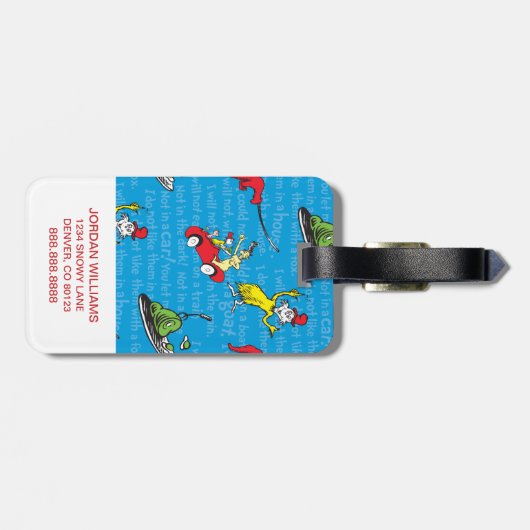 Dr. Seuss| Groene eieren en ham Storybook-patroon Bagagelabel (Achterkant horizontaal)
