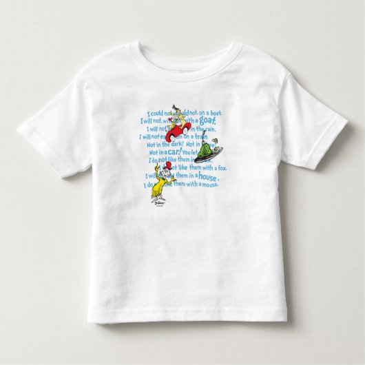 Dr. Seuss| Groene eieren en ham Storybook-patroon Kinder Shirts (Voorkant)