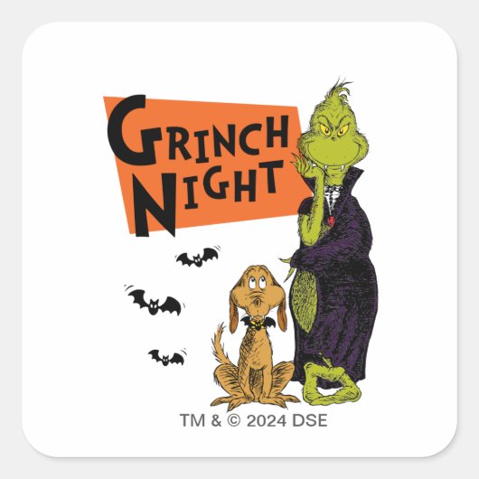 Dr. Seuss | Hallowen Grinch Night Graphic Vierkante Sticker (Voorkant)