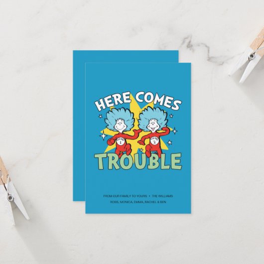 Dr. Seuss | Het eerste ding twee hier komt problem Kaart (Voorkant / Achterkant in situ)