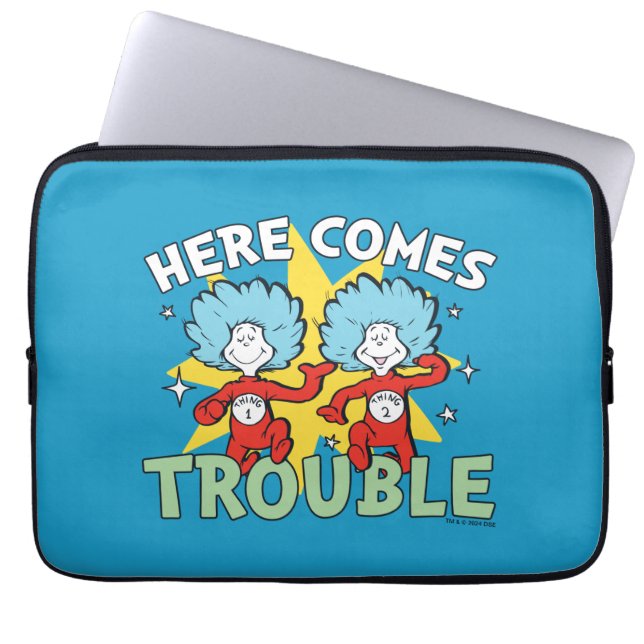 Dr. Seuss | Het eerste ding twee hier komt problem Laptop Sleeve (Voorkant)