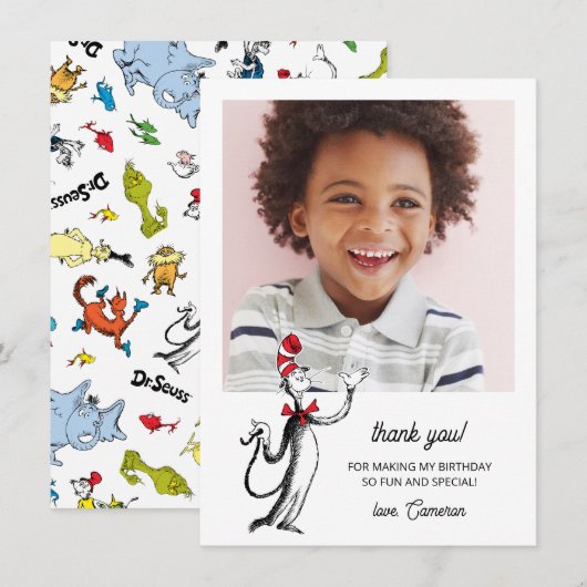 Dr. Seuss Karakter Confetti | Kinderverjaardag Bedankkaart (Voorkant / Achterkant)