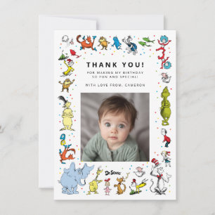 Dr. Seuss Karakter Confetti   Kinderverjaardag Bedankkaart