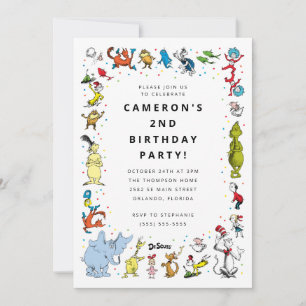 Dr. Seuss Karakter Confetti Kinderverjaardag Kaart