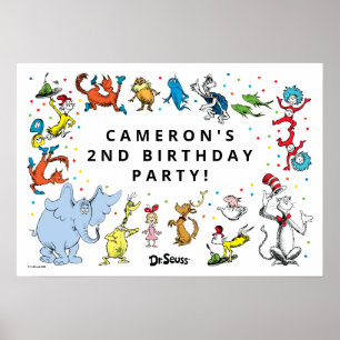 Dr. Seuss Karakter Confetti Kinderverjaardag Poster