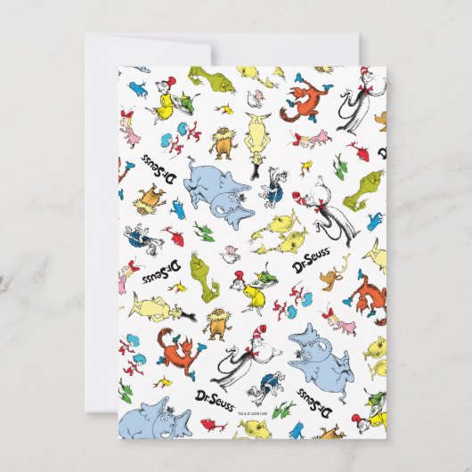 Dr. Seuss Karakter Confetti | Verjaardag kinderen Bedankkaart (Achterkant)