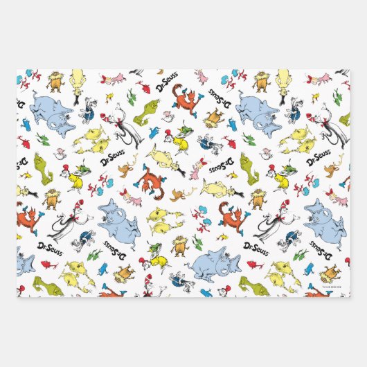 Dr. Seuss Karakter Confetti | Verjaardag kinderen Inpakpapier Vel (Voorkant)