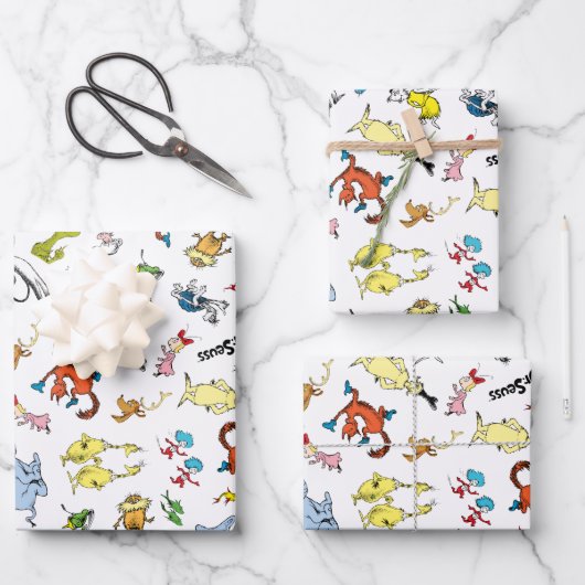 Dr. Seuss Karakter Confetti | Verjaardag kinderen Inpakpapier Vel (Voorkant)