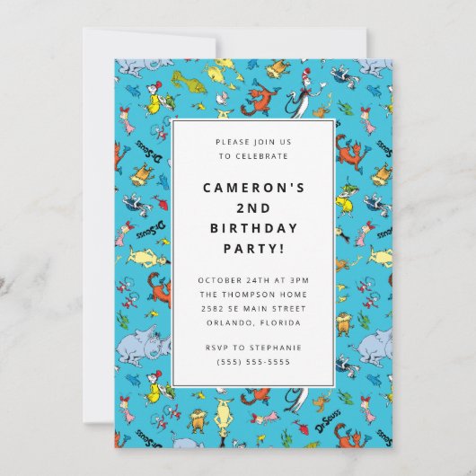 Dr. Seuss Karakterpatroon | Verjaardag kinderen Kaart (Voorkant)