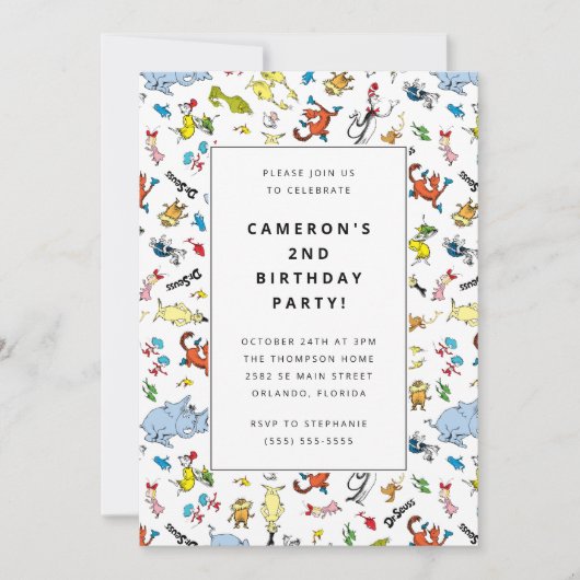 Dr. Seuss Karakterpatroon | Verjaardag kinderen Kaart (Voorkant)