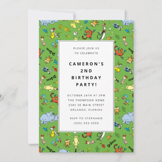 Dr. Seuss Karakterpatroon | Verjaardag kinderen Kaart (Voorkant)