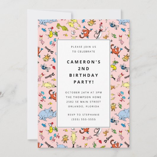 Dr. Seuss Karakterpatroon | Verjaardag kinderen Kaart (Voorkant)