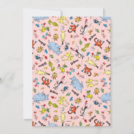 Dr. Seuss Karakterpatroon | Verjaardag kinderen Kaart (Achterkant)