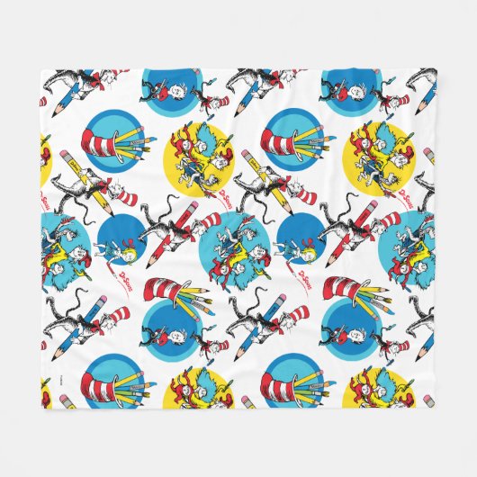 Dr. Seuss | Karakters met penpatroon Fleece Deken (Voorkant (Horizontaal))
