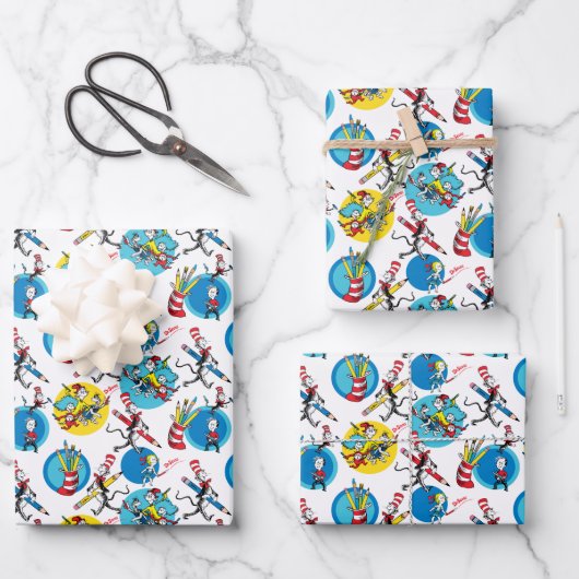 Dr. Seuss | Karakters met penpatroon Inpakpapier Vel (Voorkant)