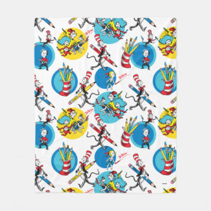 Dr. Seuss   Karakters Met Potloden Patroon Fleece Deken