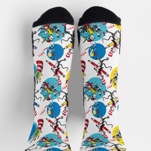Dr. Seuss | Karakters Met Potloden Patroon Sokken (Top)