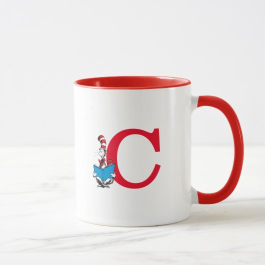 Dr. Seuss Kat in de Hoed - Lezen Monogram C Mok (Rechts)