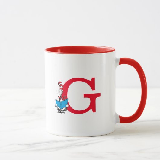 Dr. Seuss Kat in de Hoed - Lezen Monogram G Mok (Rechts)